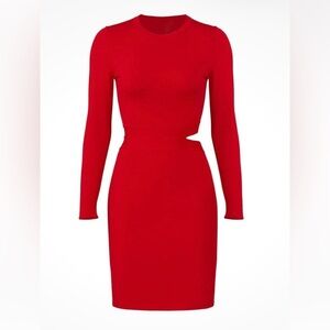 Elizabeth and James Red Long-Sleeve Cutout Sheath Dress